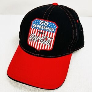 Coca Cola Go Refreshed Drink Patch 2-Tone Hat Cap Adjustable Snapback Black